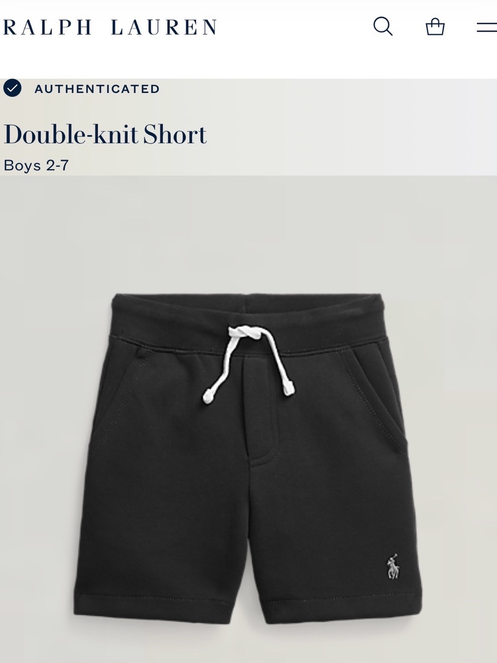 Ralph Lauren Boys' Double-Knit Black Shorts 4t